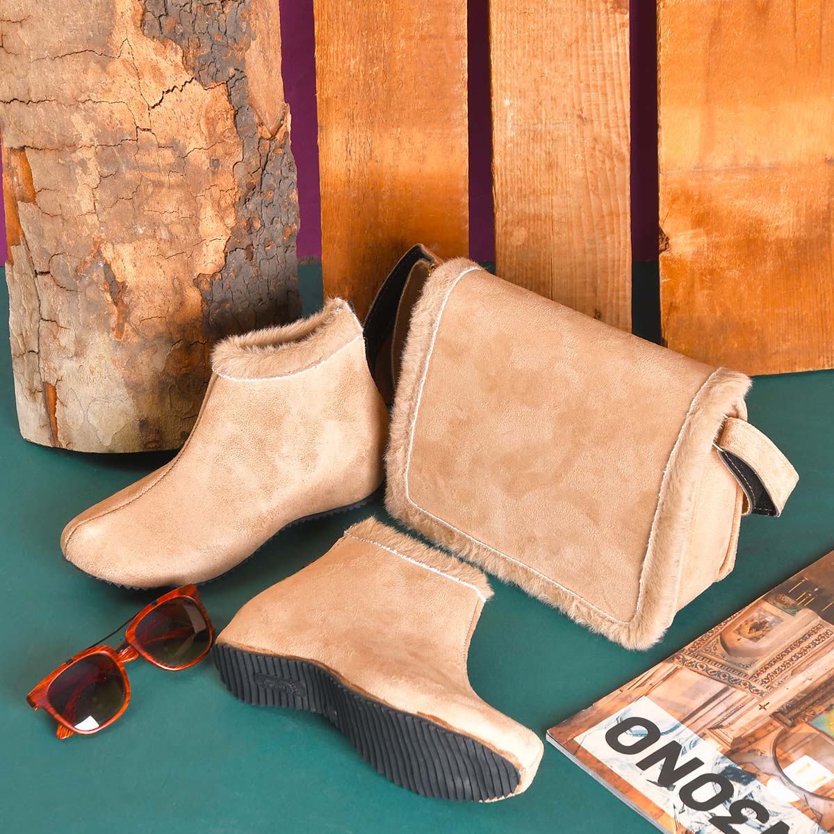 ست کیف و کفش دخترانه ariana کرم