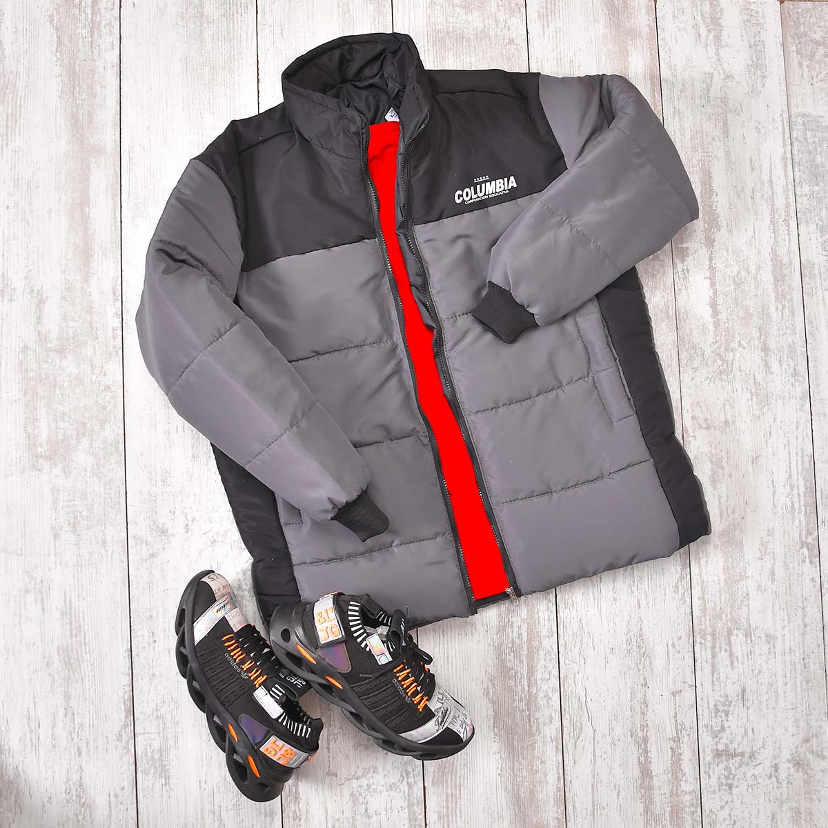 کاپشن مردانه طوسی مدل Atras