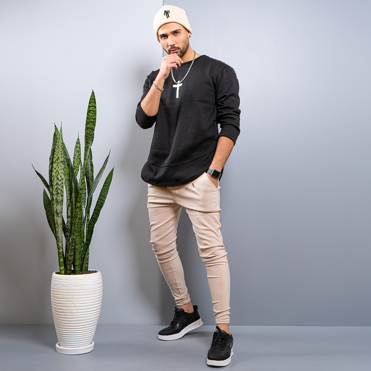 شلوار مردانه مدل ACE رنگ كرم