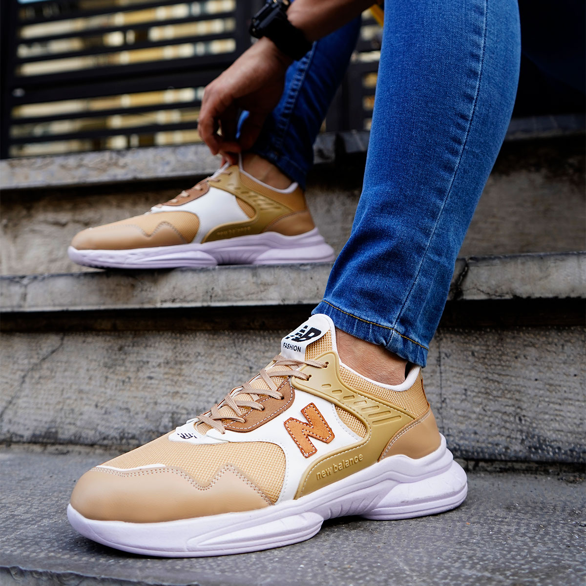 کفش ورزشی مردانه کرمی مدل Nadin