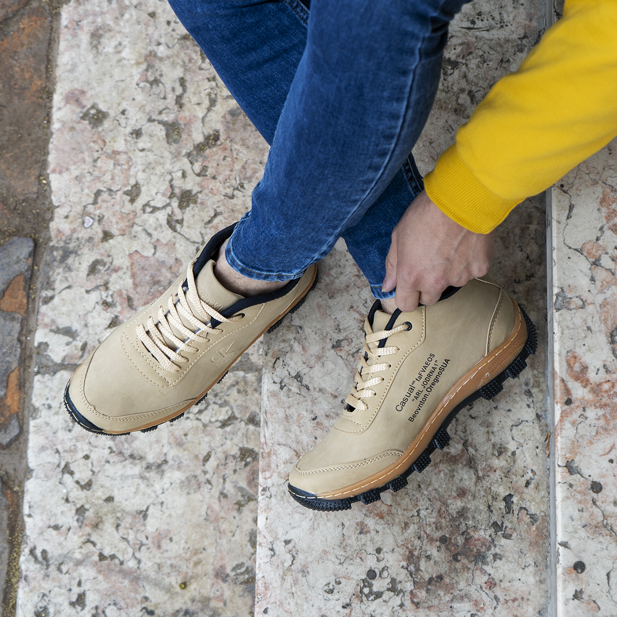 نیم بوت مردانه کرم CK مدل Behdad