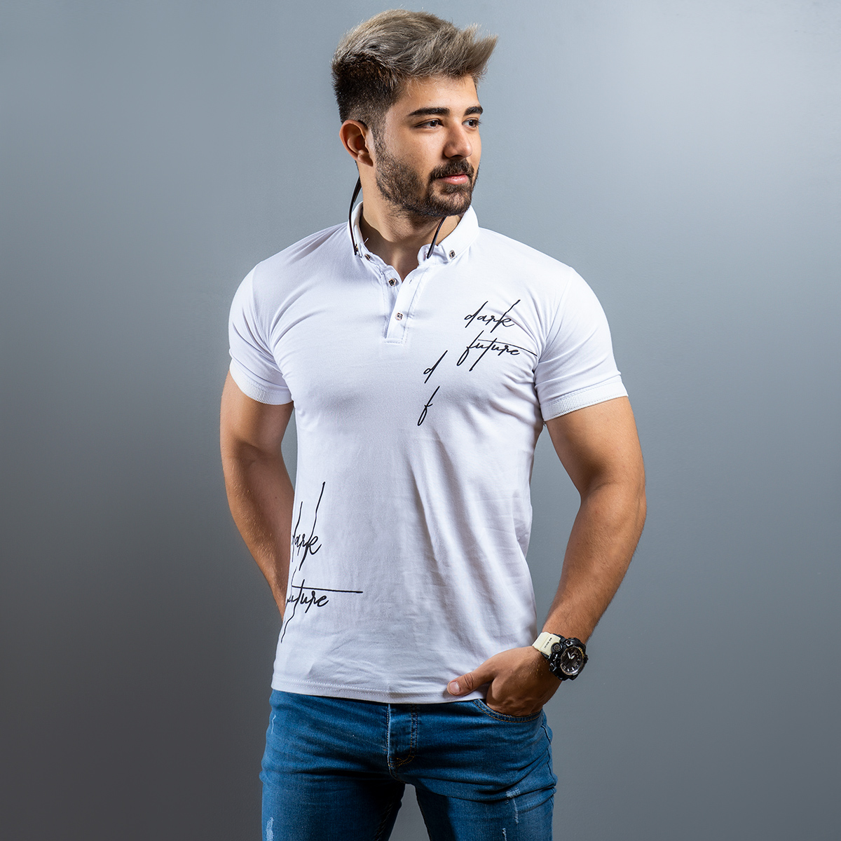 تیشرت مردانه سفید مدل Lavia