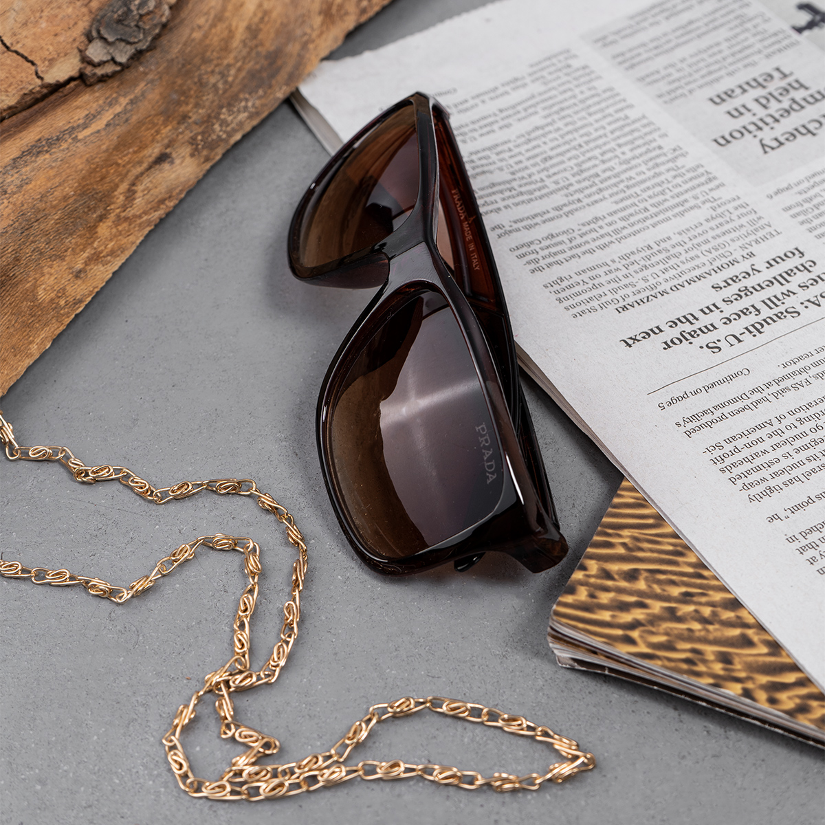 عينك آفتابي Prada مردانه قهوه اي مدل Makan