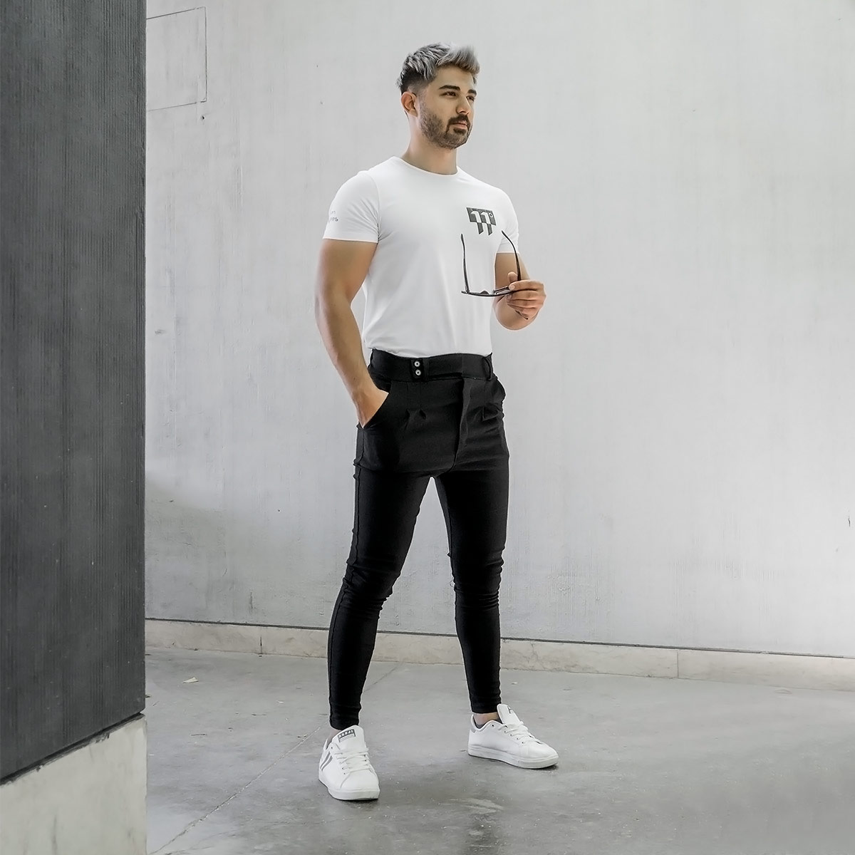 شلوار اسلش کمربندی مشکی مردانه مدل Legans