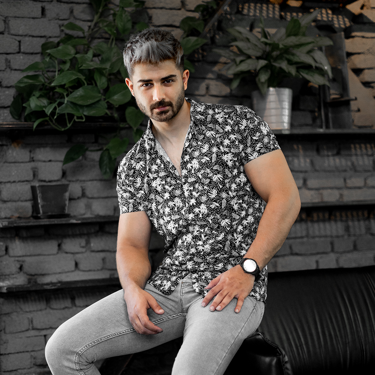 پيراهن هاوايي مردانه مدل Palm