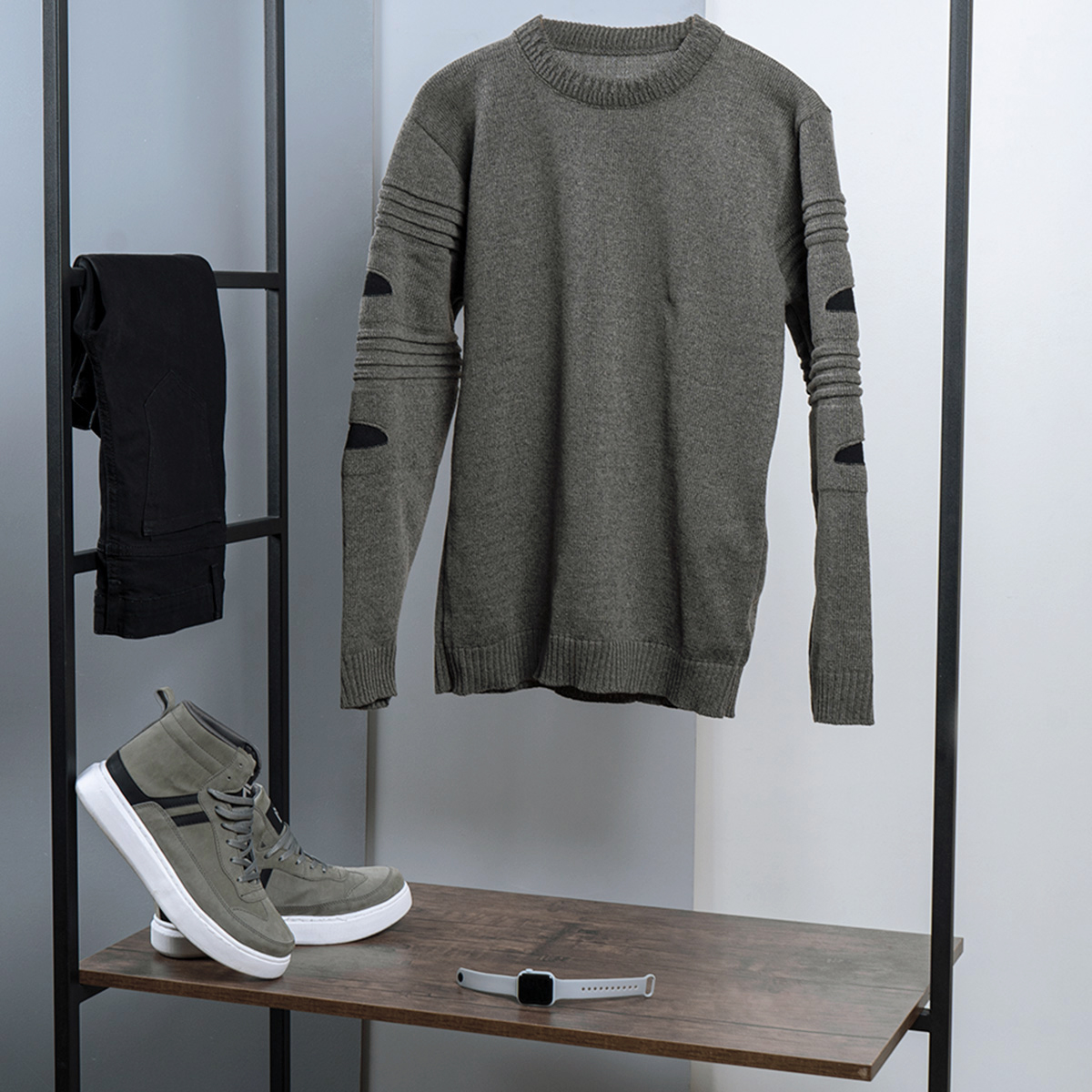 پلیور زاپ دار مردانه خاکی مدل solan