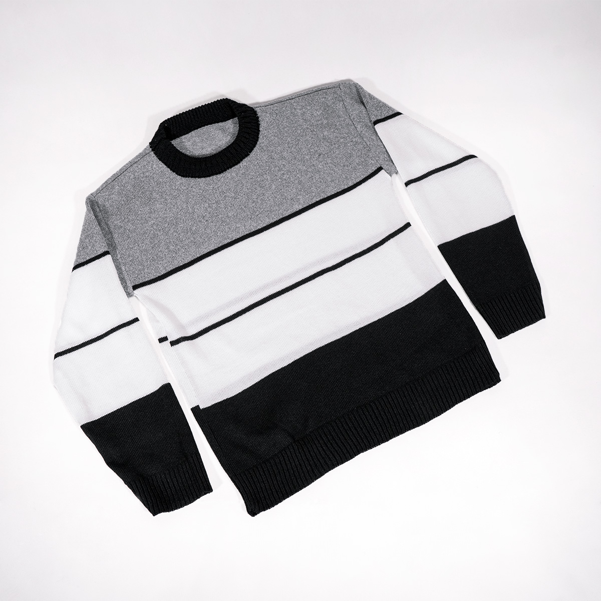 پلیور بافت ۳رنگ یقه گرد مدل AYat