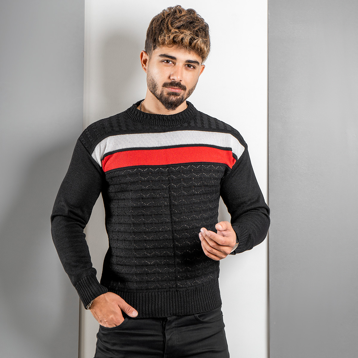 پلیور مردانه (T) یقه گردمدل Ariya	 رنگ مشکی