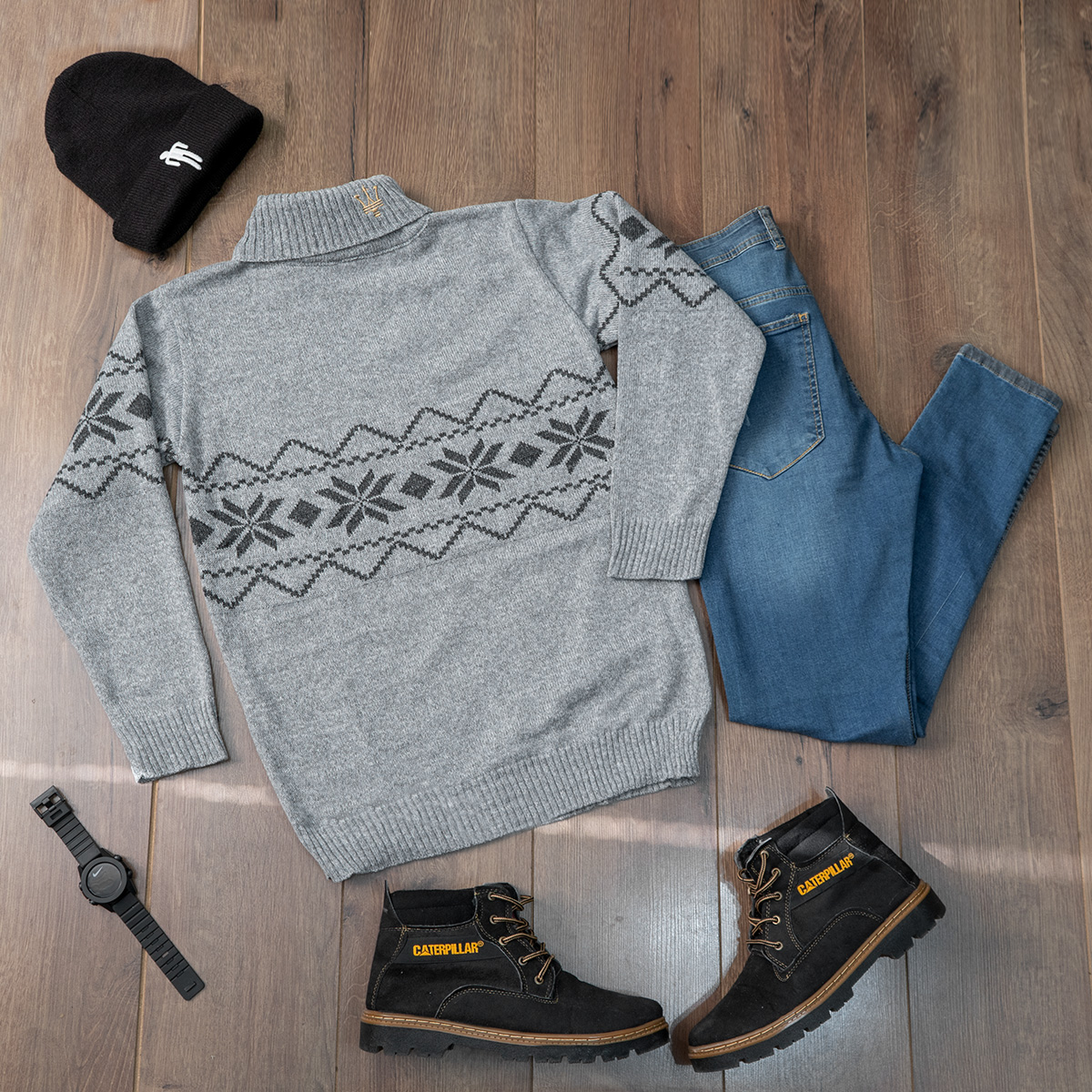 یقه اسکی مردانه طوسی مدل Arja