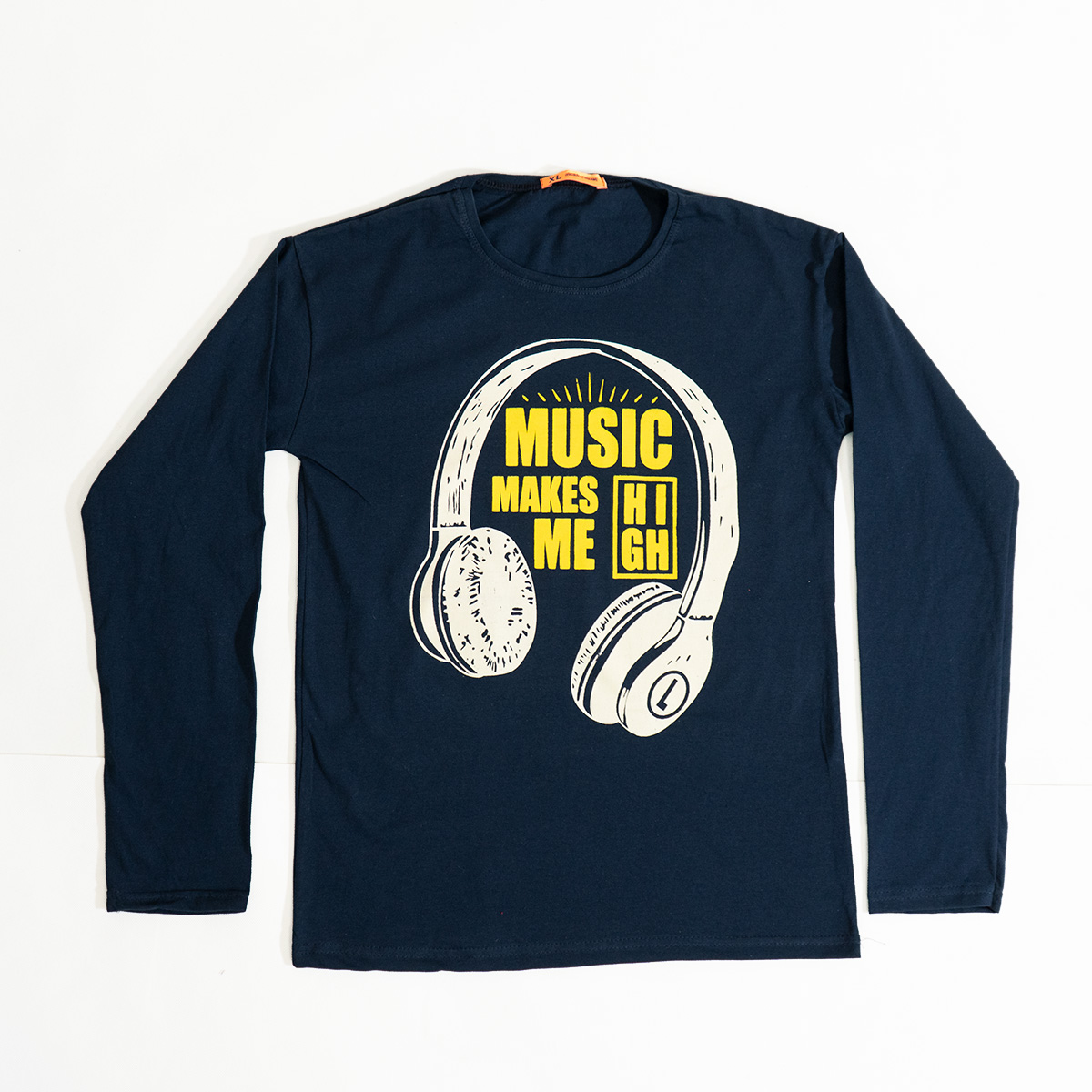 تیشرت آستین بلندمردانه طرح هدست سرمه ای مدل O22