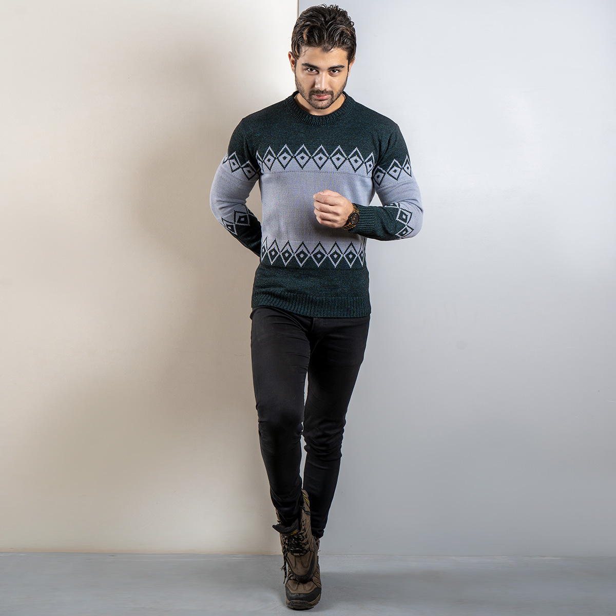 پلیور مردانه سبزطوسی(T) مدل roter