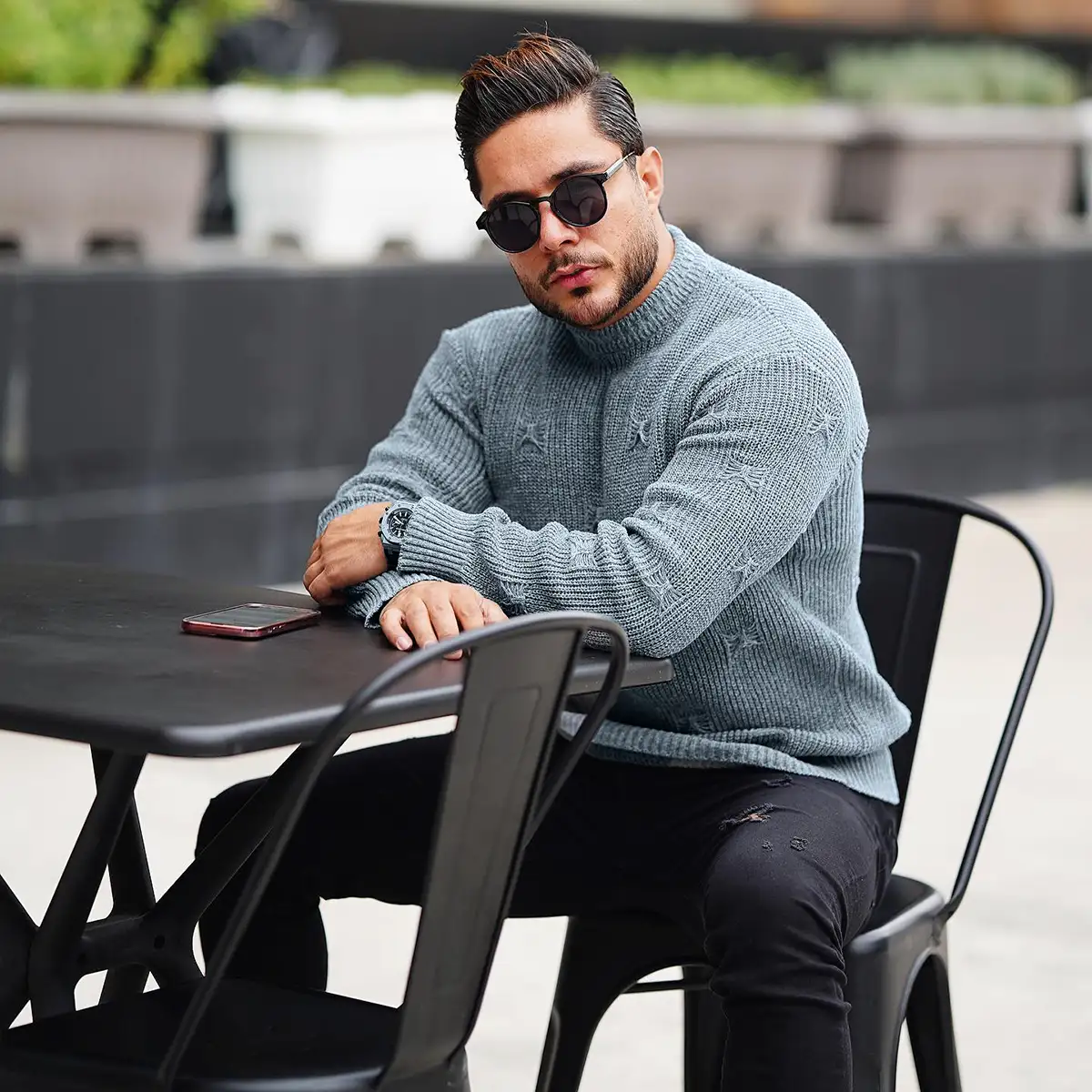 پلیور زاپ دار طوسی مردانه مدلDeta