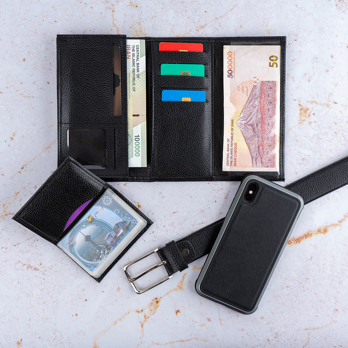 ست کیف و کمربند مشکی مدل M101