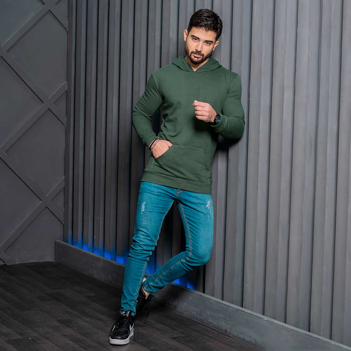 هودی مردانه سبز مدل Ramtin