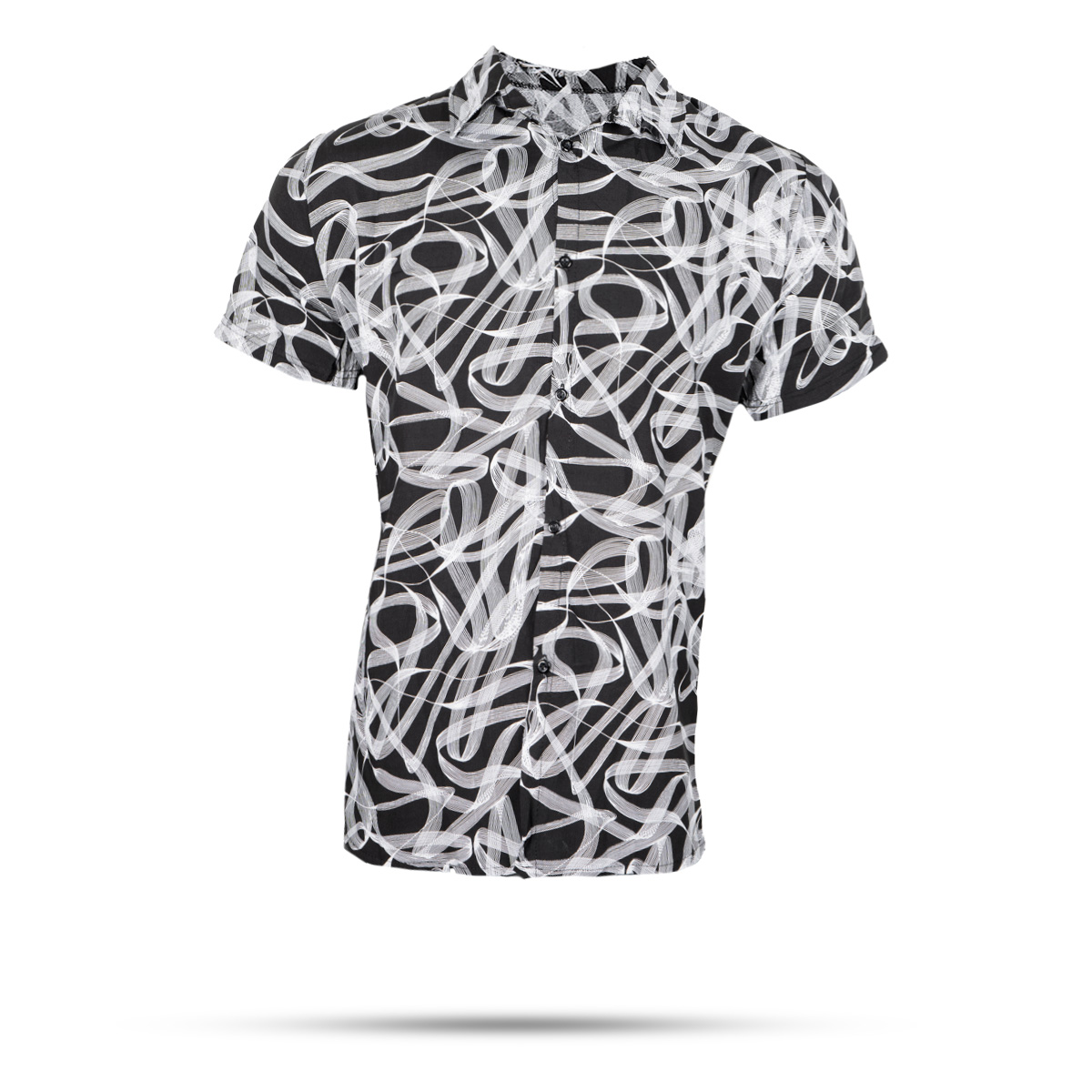 پیراهن مردانه مشکی خط پیچ مدل 58