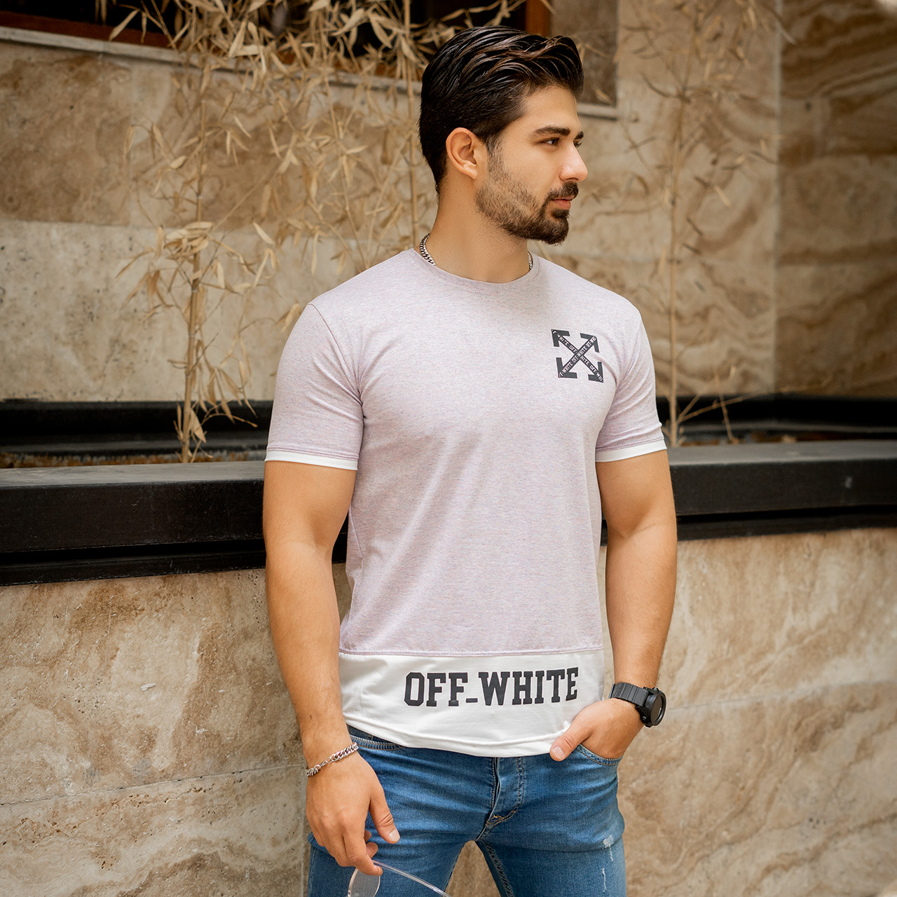 تیشرت Off-White مردانه بنفش مدل Clold