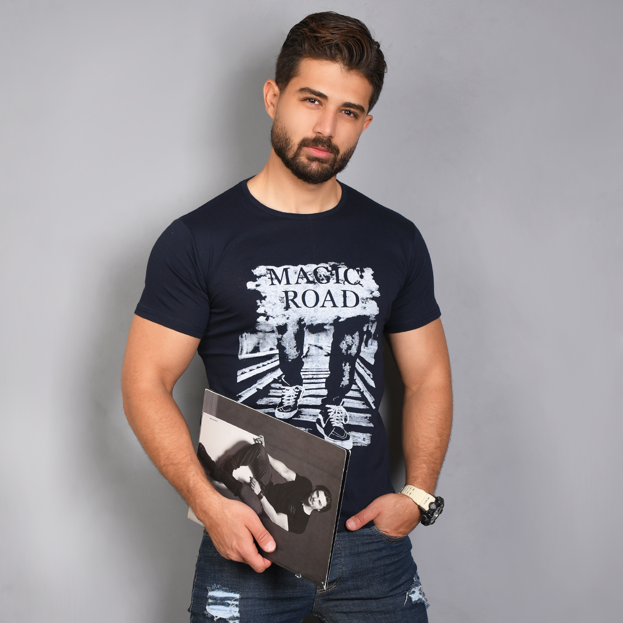 تیشرت (T) مردانه سرمه ای مدل magic