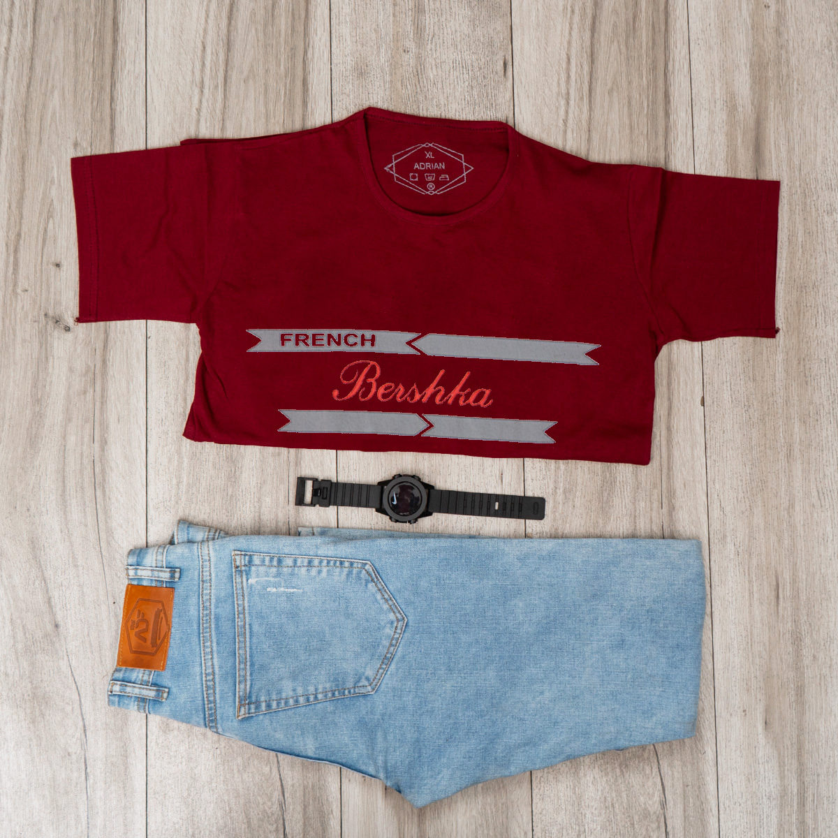 تیشرت مردانه قرمز(T) مدل FRENCH