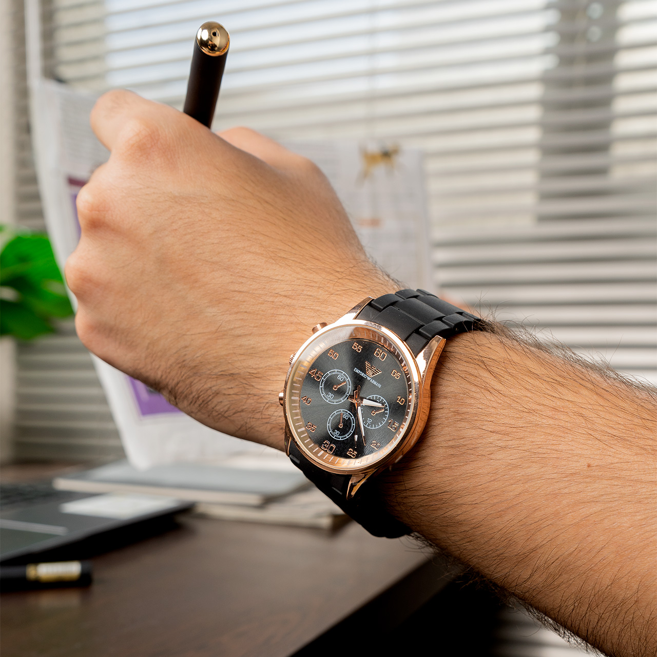 ساعت سرامیکی مشکی مردانه مدلE90