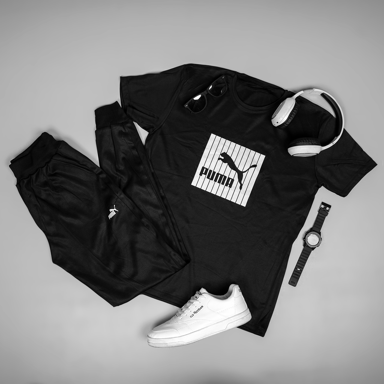 ست تیشرت شلوار Puma مردانه مشکی مدل Zarad