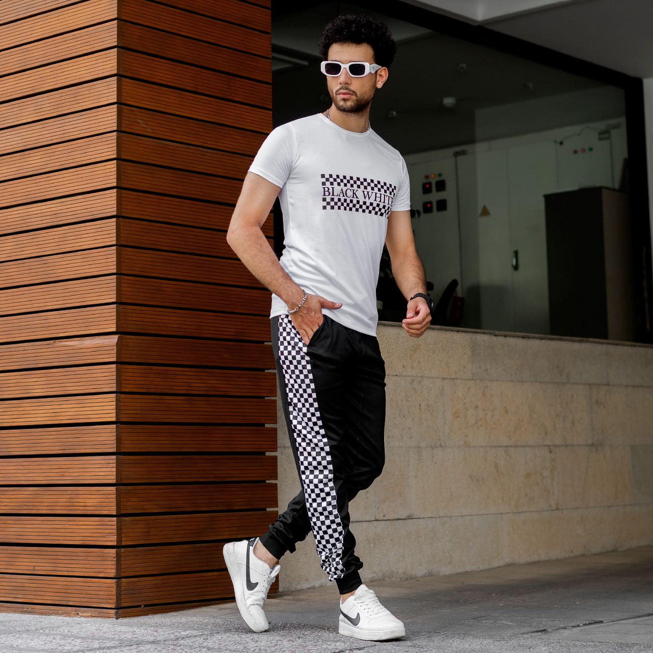 ست تیشرت شلوار Black White مشکی مردانه مدل BW