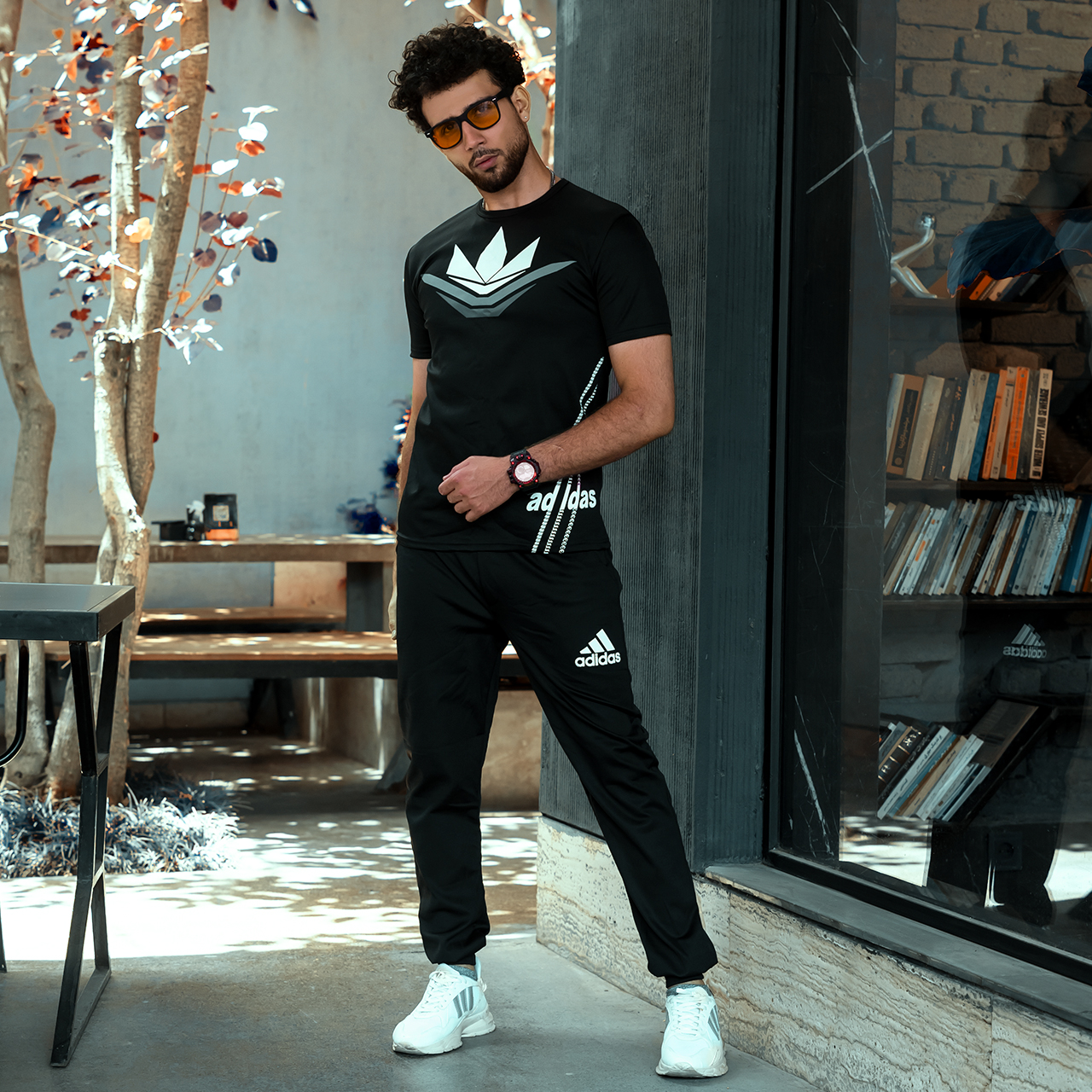 ست تیشرت شلوار آدیداس مشکی مدل Diamond