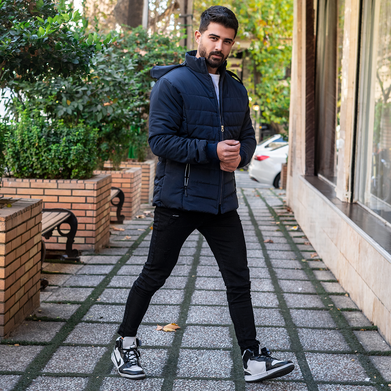 کاپشن مردانه ساده سرمه ای مدلAidin