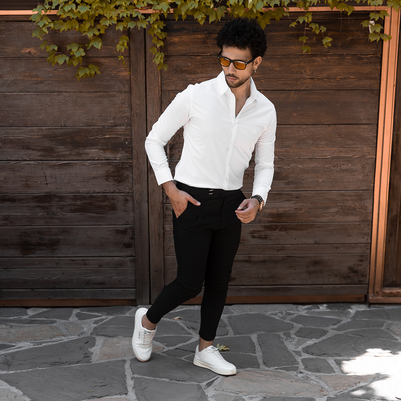 شلوار اسلش مشکی تک سگک مردانه مدل Afshar