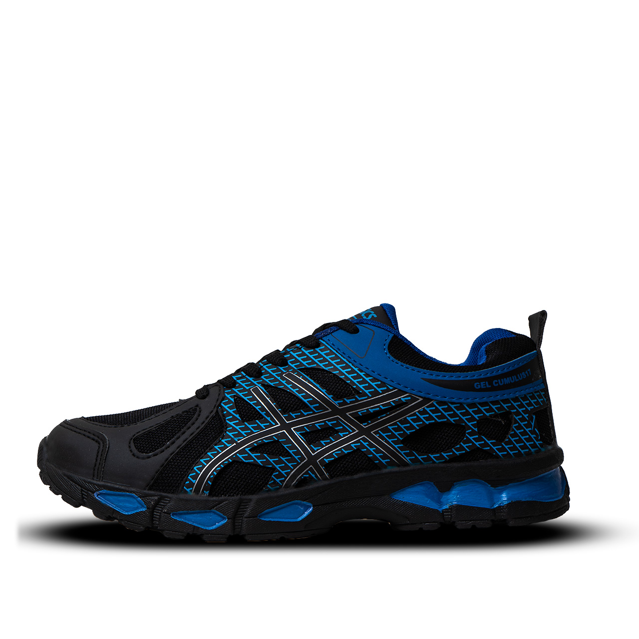 کفش ورزشی اسیکس مشکی آبی مردانه مدل GEL17
