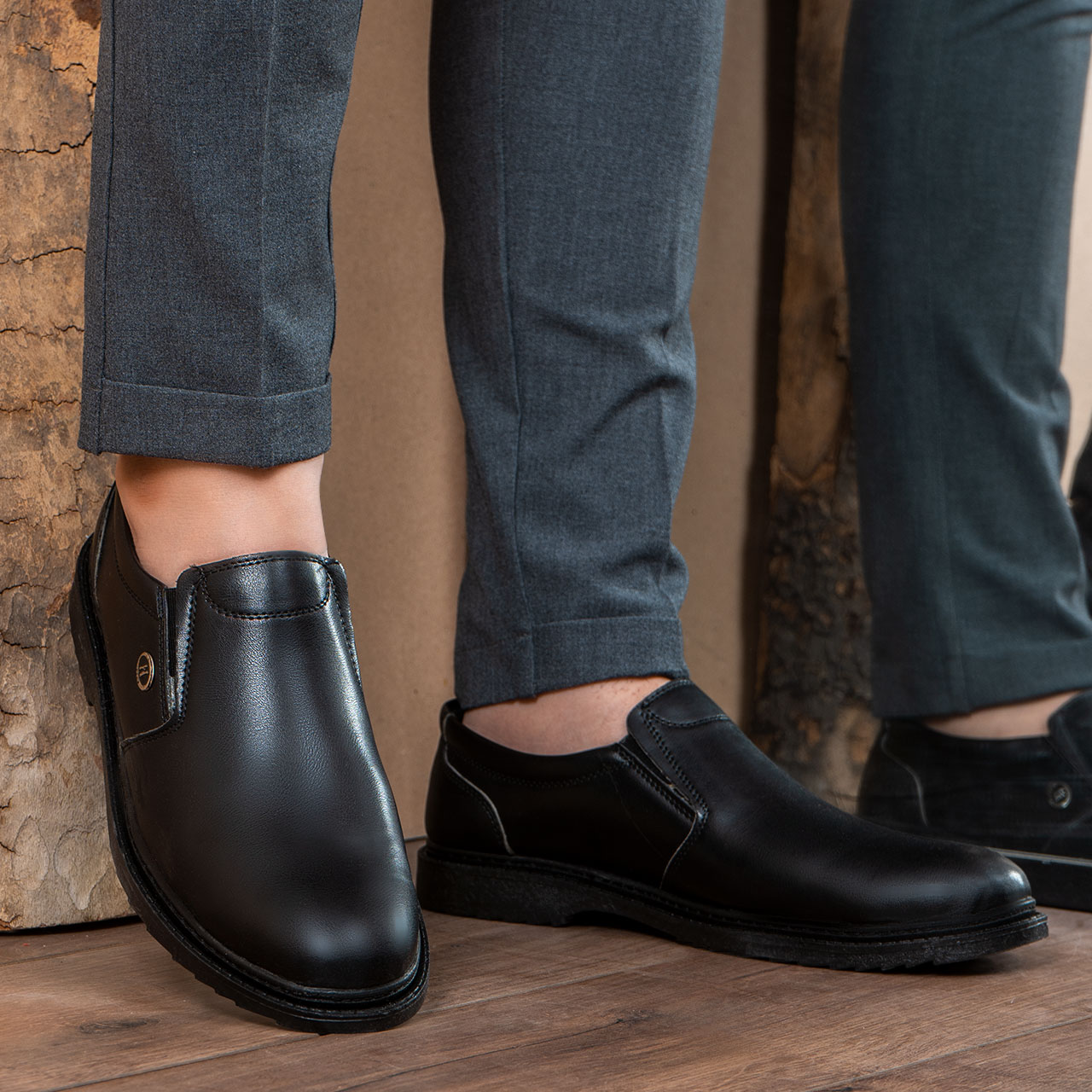 کفش تخت مشکی بدون بند مردانه مدل Maxro