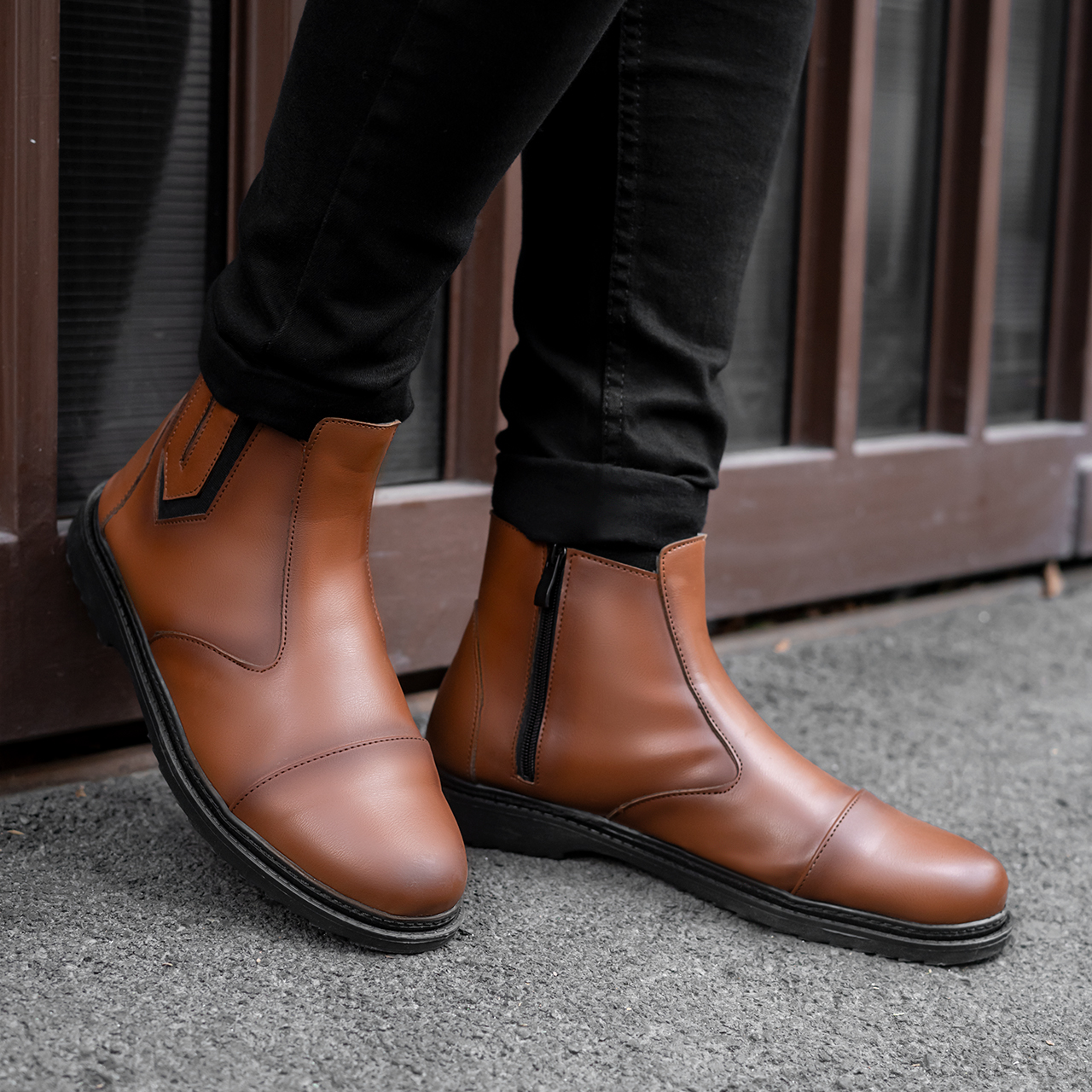 نیم بوت مردانه عسلی مدل Argan