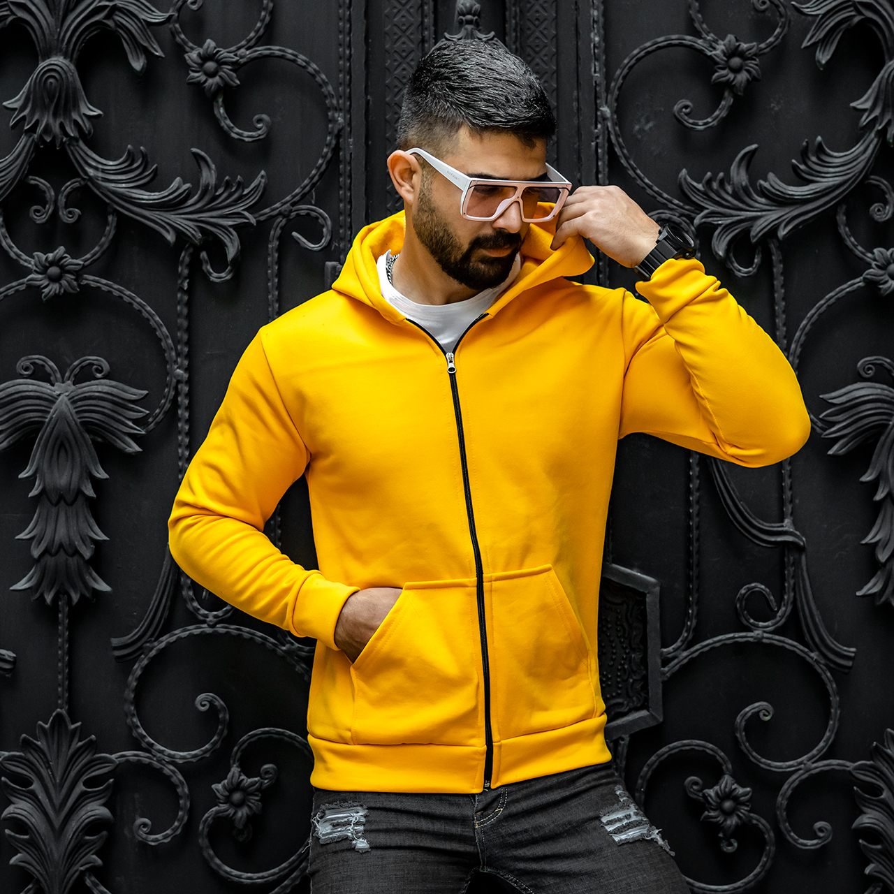 سوییشرت زرد مردانه مدل sabin