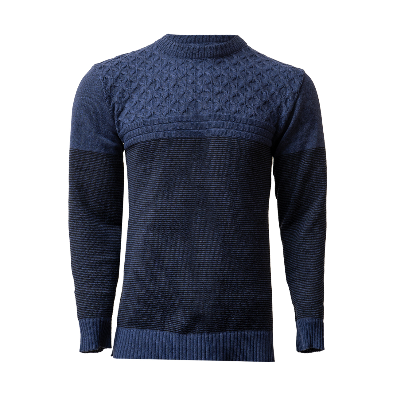 پلیور مردانه راه راه سرمه ای مدل navid