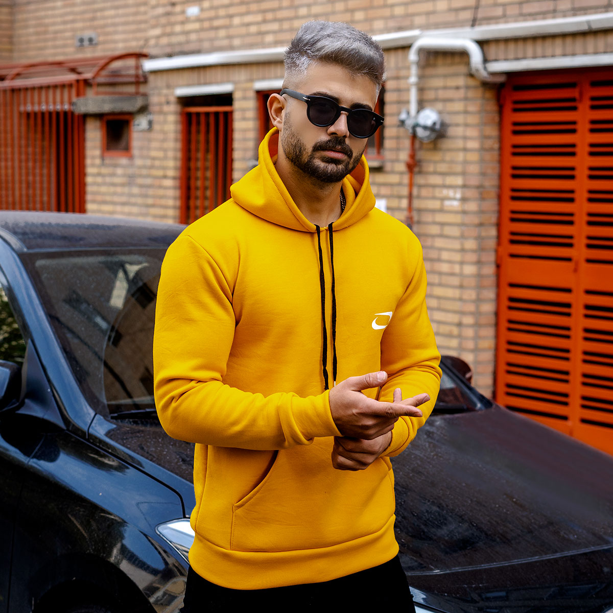 هودی مردانه نایک خردلی مدل Zanko