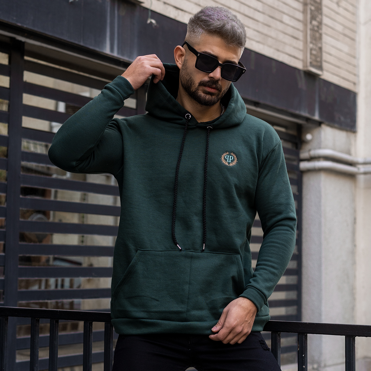 هودی مردانه سبز تیره مدل Zanko