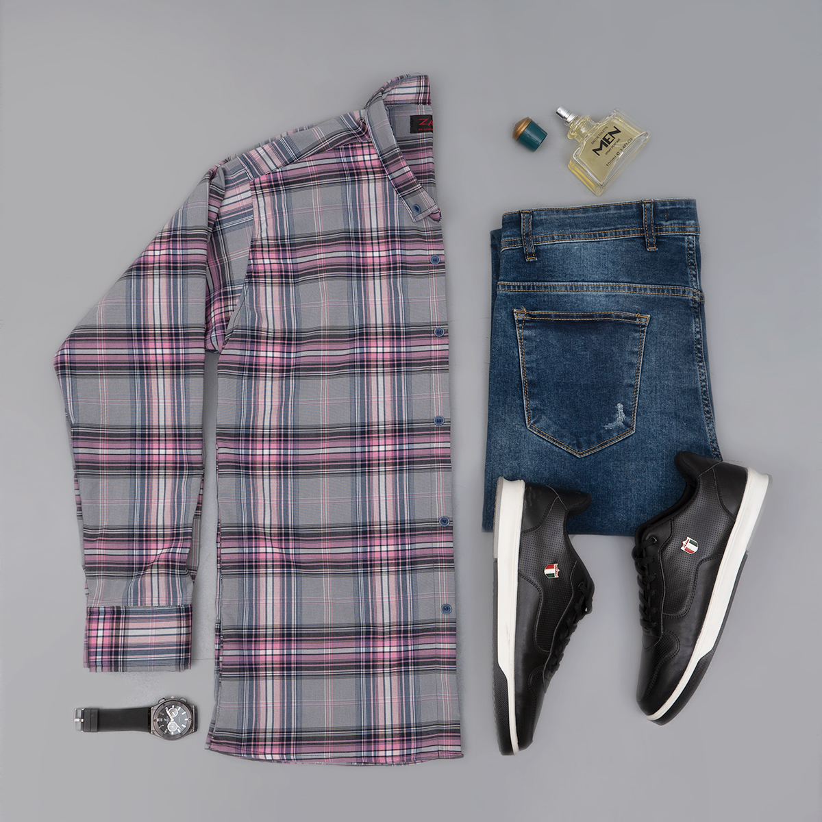 پیراهن مردانه طوسی صورتی مدل ahora