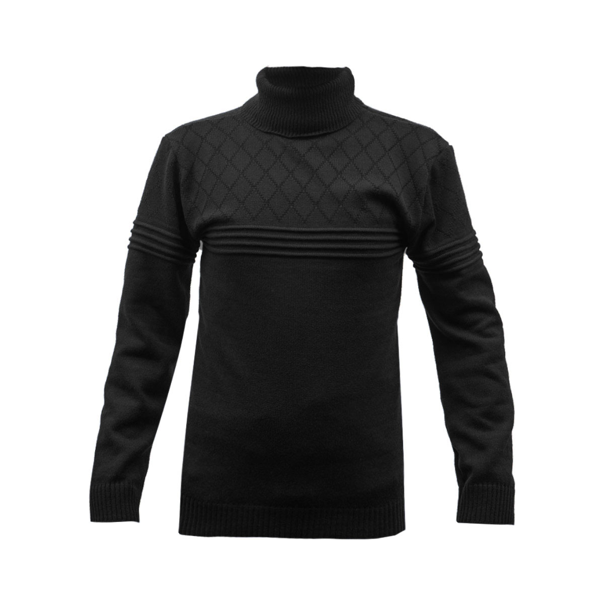 پلیور مردانه مشکی طرح لوزی یقه اسکی مدل Havash