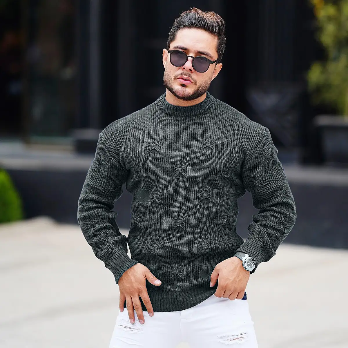 پلیور زاپ دار دودی مردانه مدلDeta