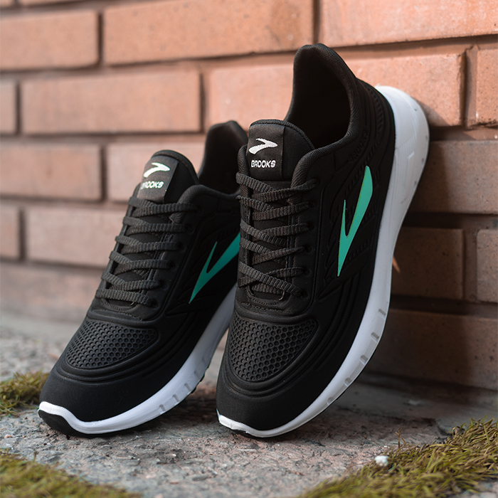 کفش ورزشی مردانه Brooks مشکی فیروزه ای مدل SANO