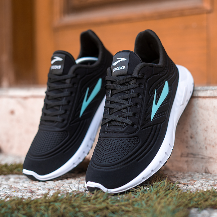 کفش ورزشی مردانه Brooks مشکی فیروزه ای مدل SANO