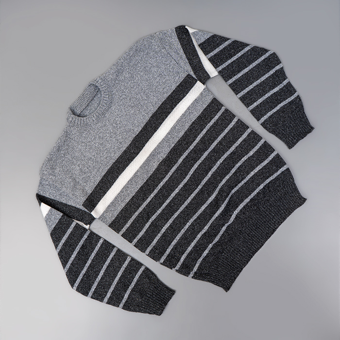 پلیور طوسی تیره راه راه مدل Nahed