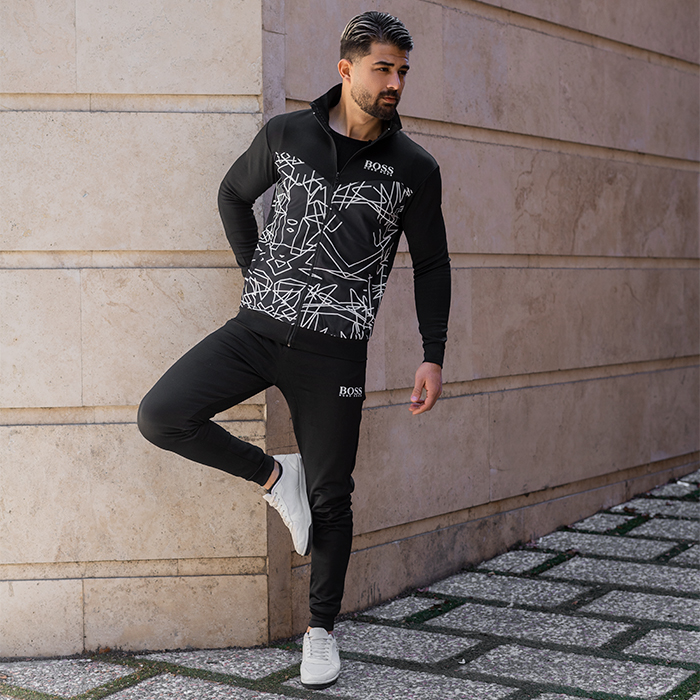 ست سوییشرت شلوار مردانه طرح خط خطی مدل Boss