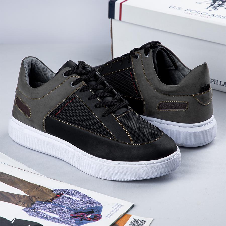 کفش تخت مردانه طوسی مشکی مدل Salin