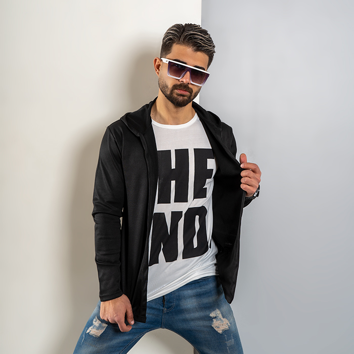 هودی مردانه مشکی سفید مدل The End