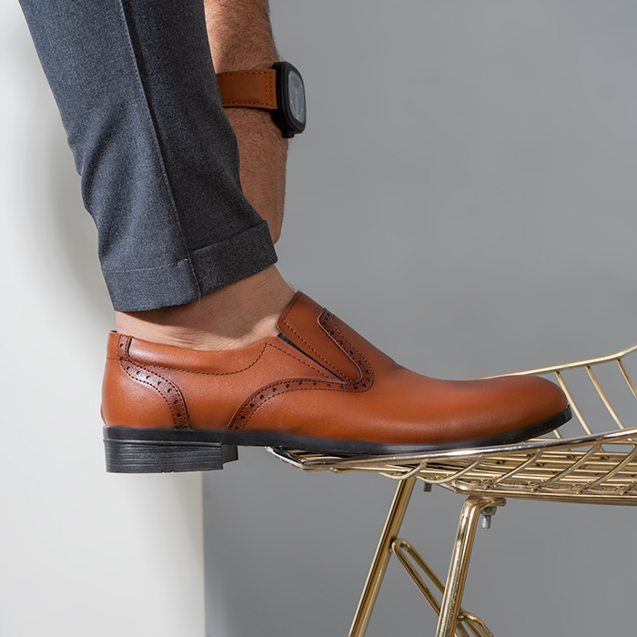 کفش مردانه رسمی ۸ترک عسلی مدل 63