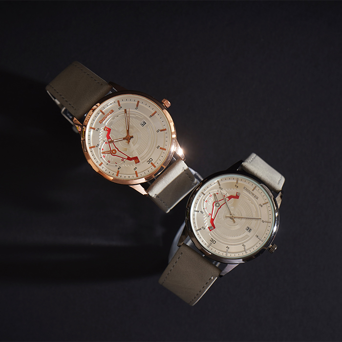 ساعت مچی طوسی صفحه سفید(طرح کمان) empower مدل EM20