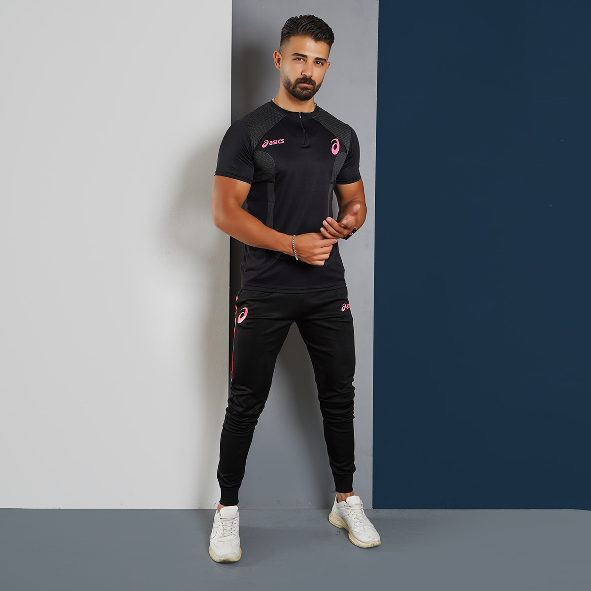 ست تیشرت شلوار مردانه مشکی مدل ASICS