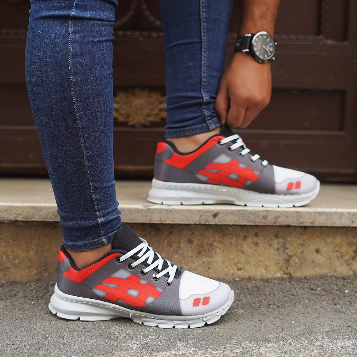 کفش ورزشی مردانه قرمزمدل Fabric