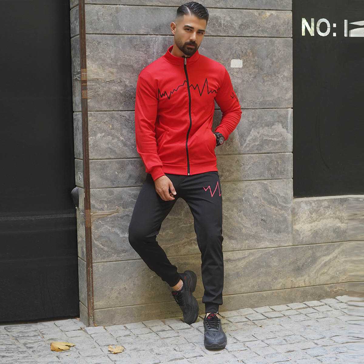 ست سوئیشرت شلوار مردانه قرمز مدل EKO