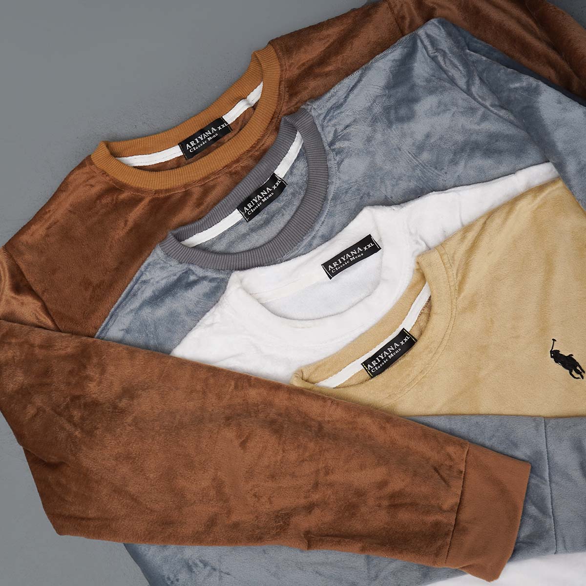 بلوز مردانه مخمل طوسی مدل Raden